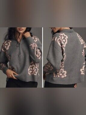 NWOT Anthropologie Maeve Montana 1/4 Zip Mock Neck Sweater